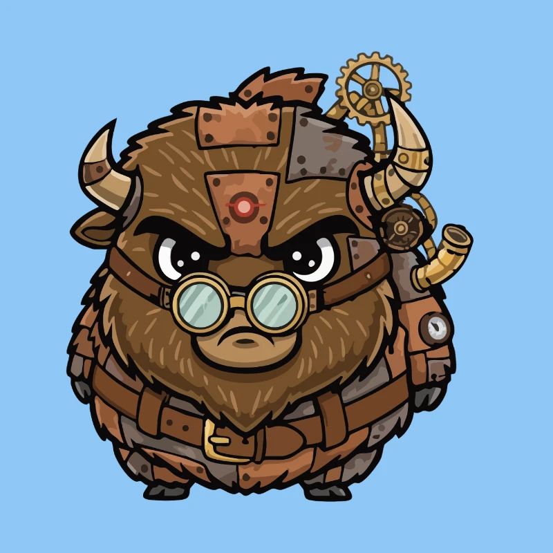 Bison Steampunk Cyborg Rüstungsräder