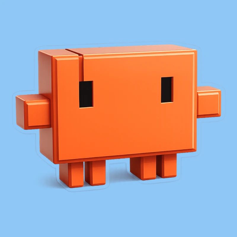 Claude Code Pixel 3D Maskottchen süßer Dev-Aufkleber
