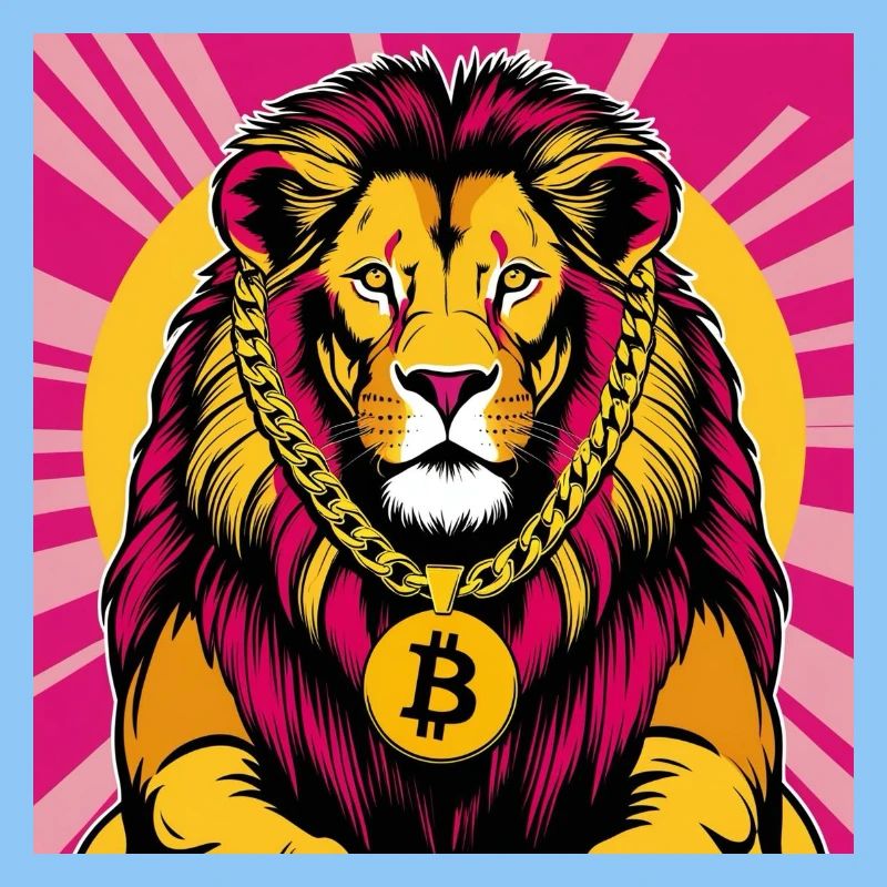 Krypto-Löwe Neon Pop Kunst