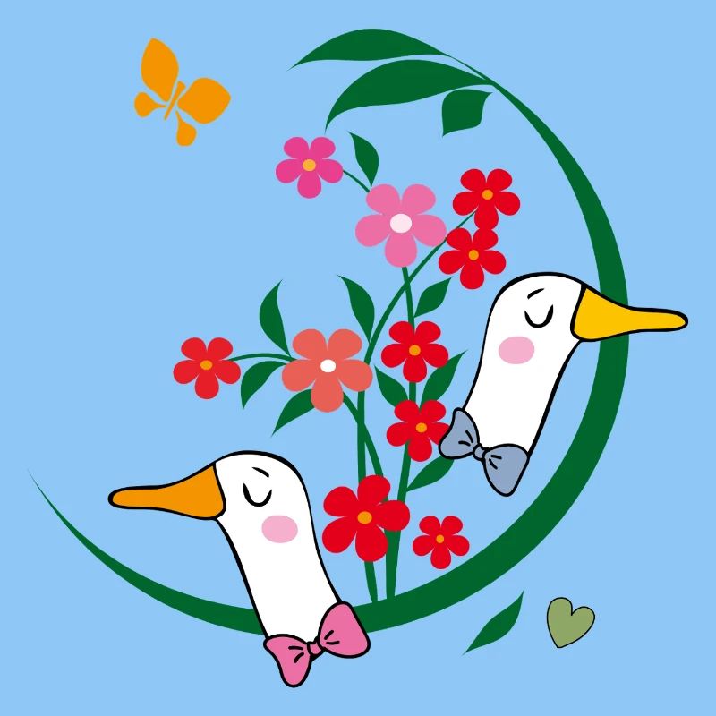  Gänse mit Blüten