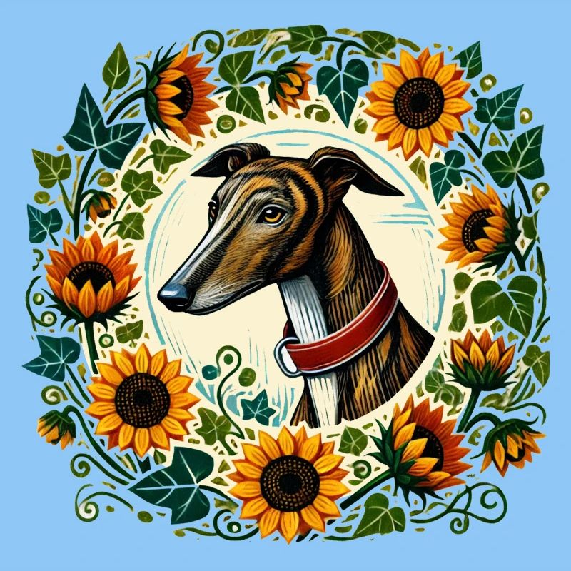 Greyhound in Sunflower Ring