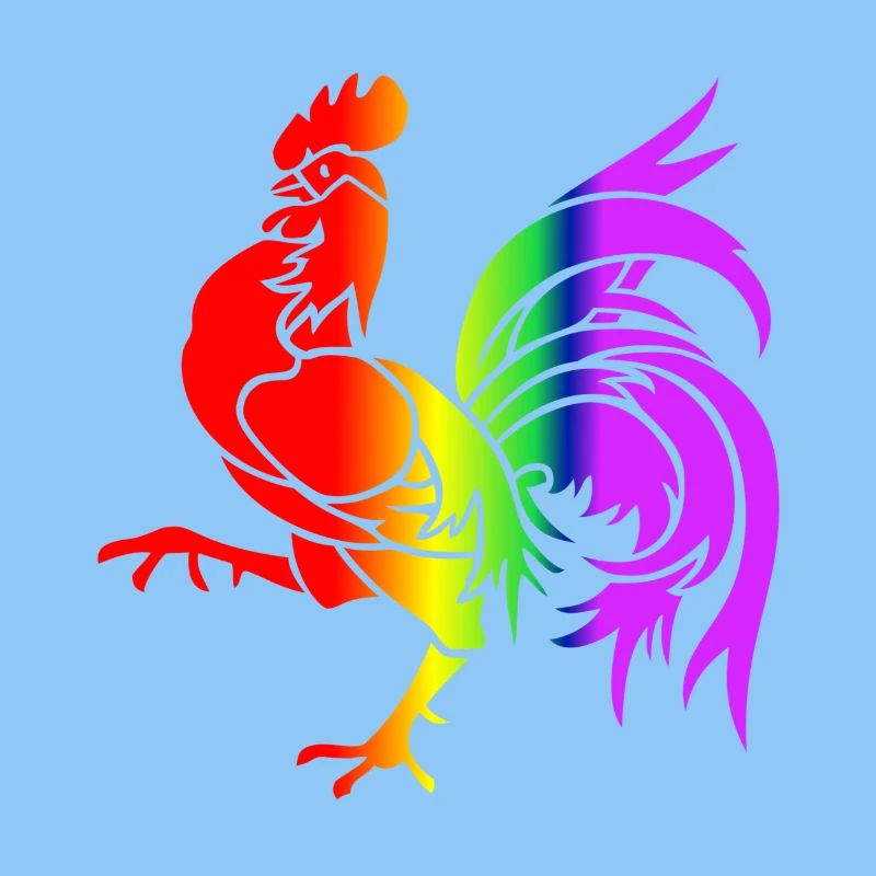 Coq arc en ciel coloré