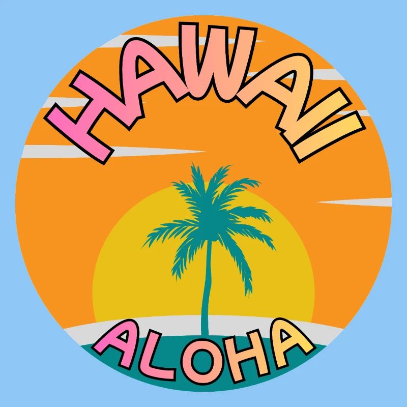 Coucher de soleil Hawaii Aloha avec palmier
