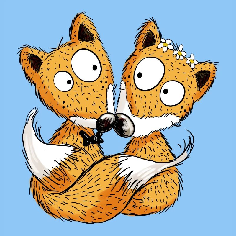 Fuchs Hochzeit - Brautpaar - Comic - Partnerschaft
