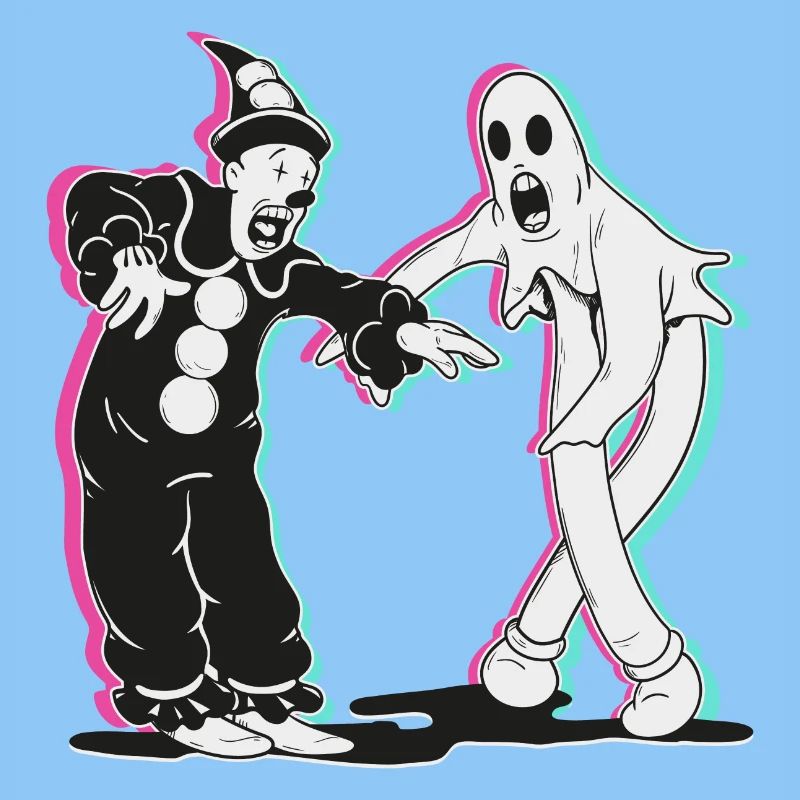 ghost and clown dancing