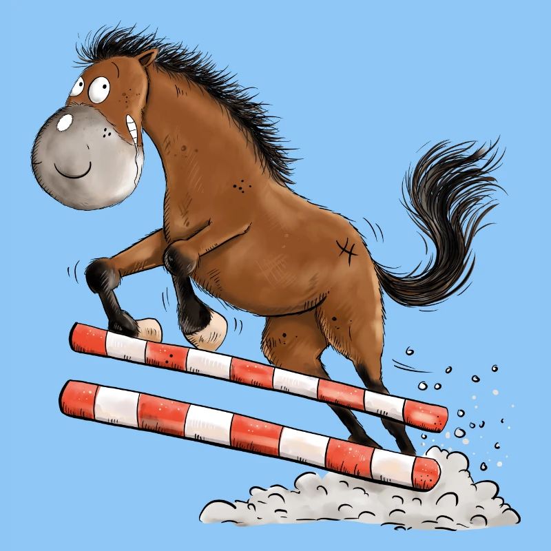 Cheval de tournoi de saut d’obstacles drôle