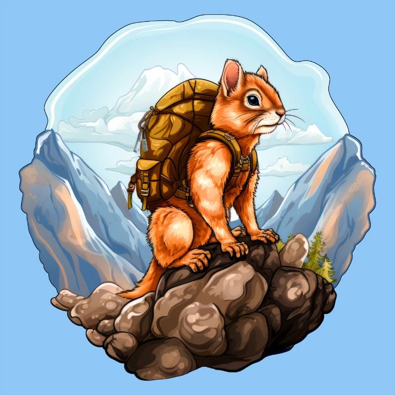Eichhörnchen Bergsteiger / Wandern Eichhörnchen