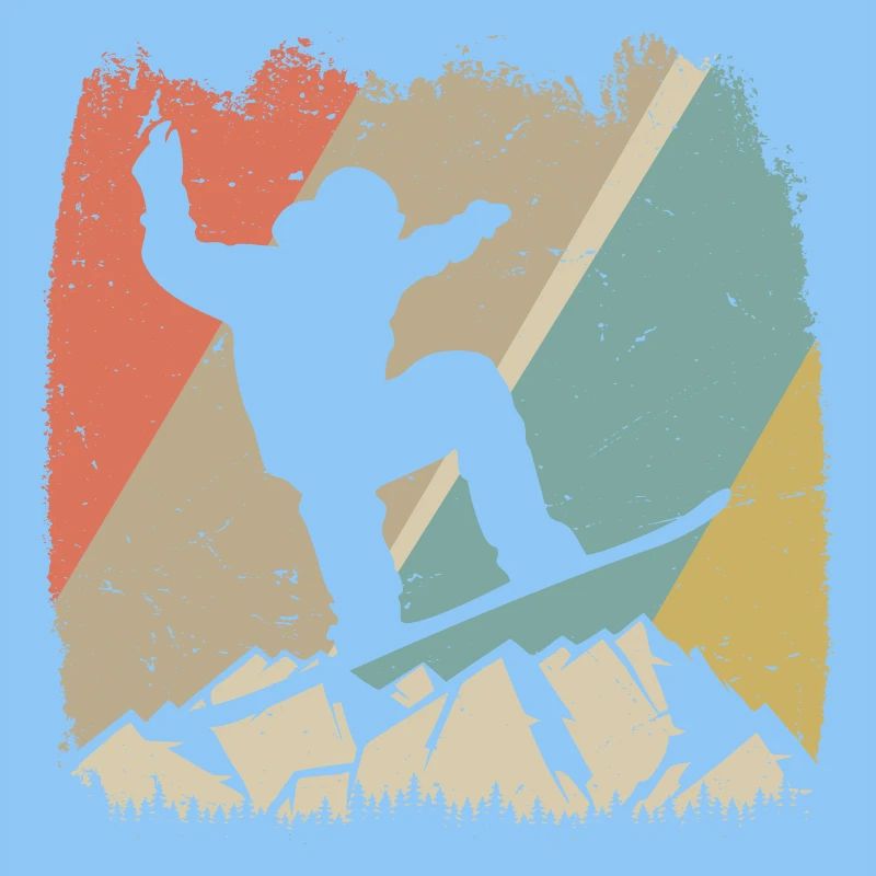 Alpiner Retro-Snowboarder
