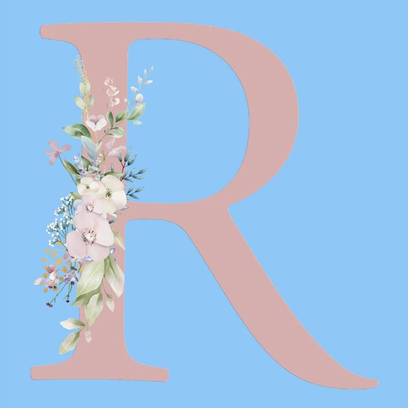 R Monogramm, Floral, personalisierbar