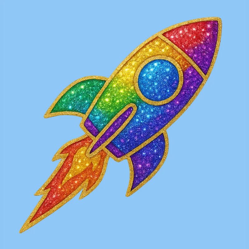 Regenbogen Rakete Glitzer Design