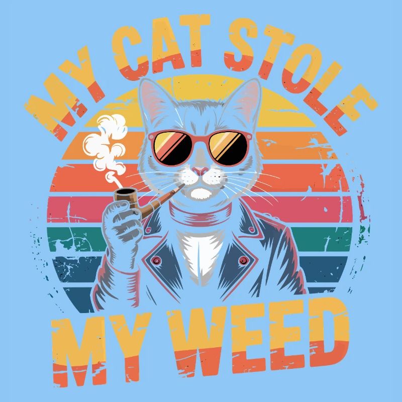Illustration rétro de chat stoner