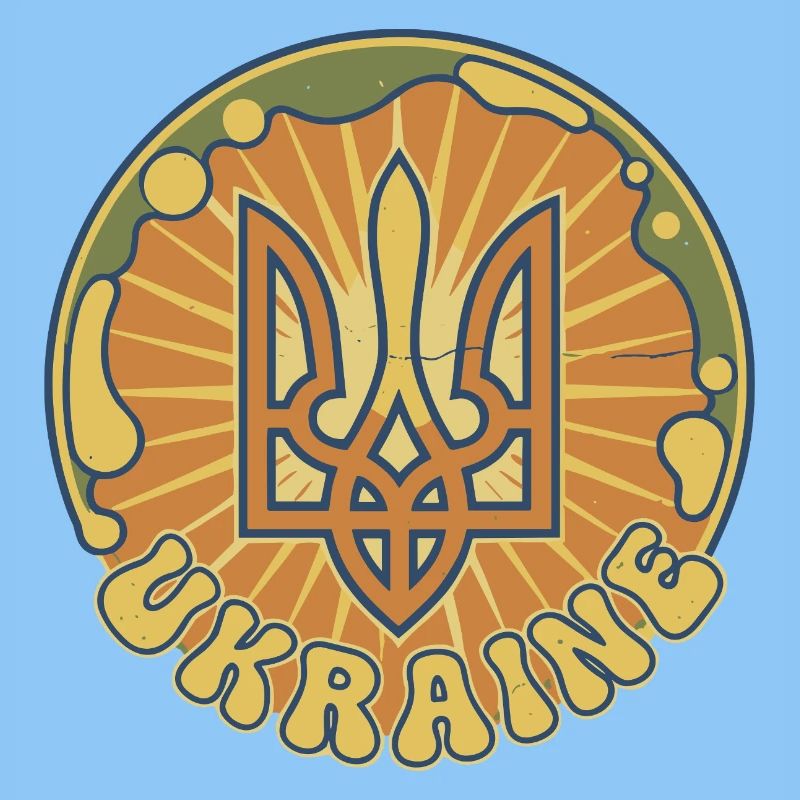 Ukrainisches Trident Sonnenbadge