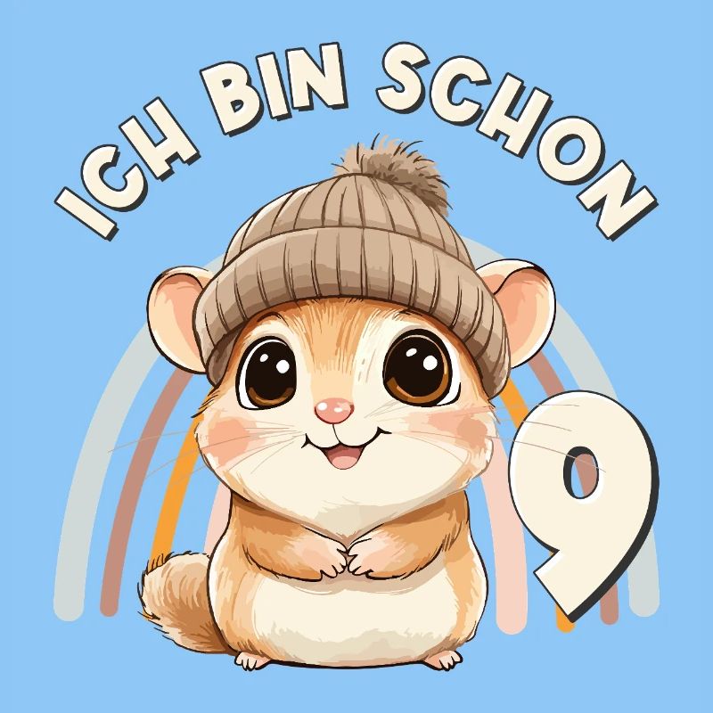 9. Geburtstag Hamster Regenbogen Süß Niedlich