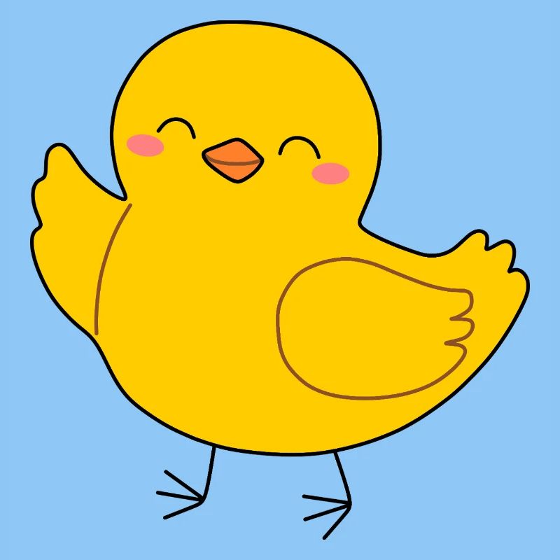 Dessin animé de la Poussin Jaune Joyeuse