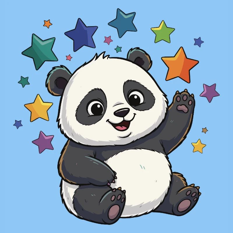 Panda Sternenfest bunte Sterne
