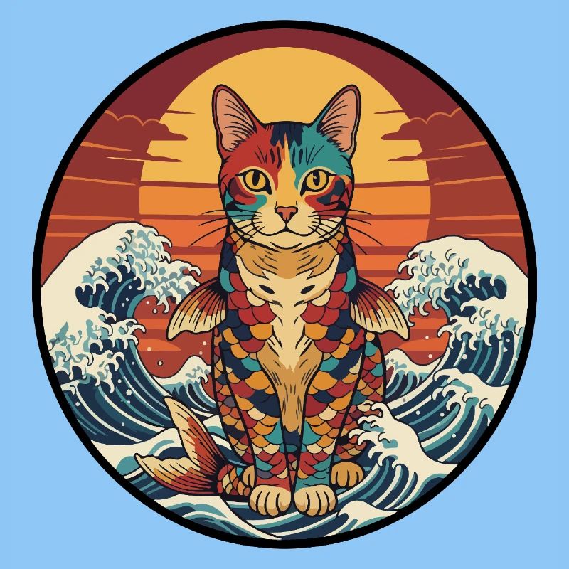 Vagues de coucher de poisson koi