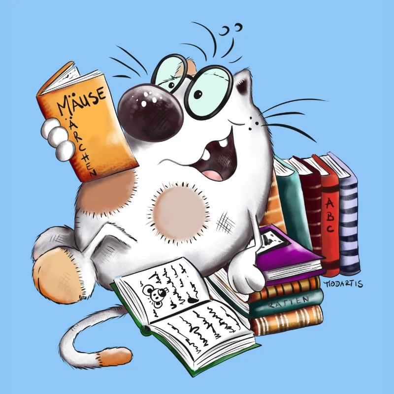 Funny cat reading books