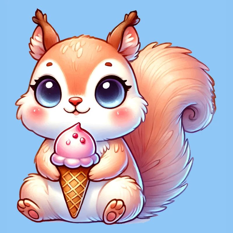 L’écureuil mignon déguste une glace colorée