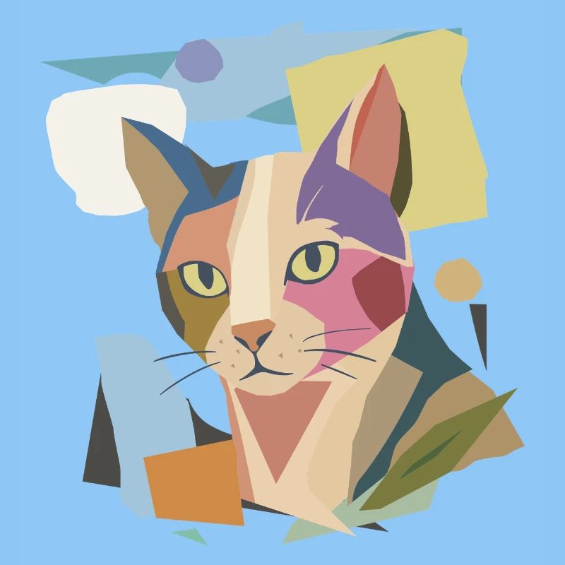 Chat abstrait dans le design moderne de bloc de couleur