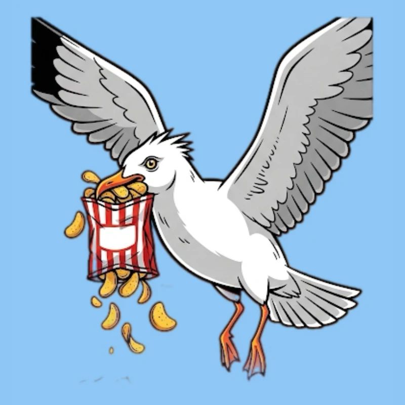 Möwe mit Chips Snack Design