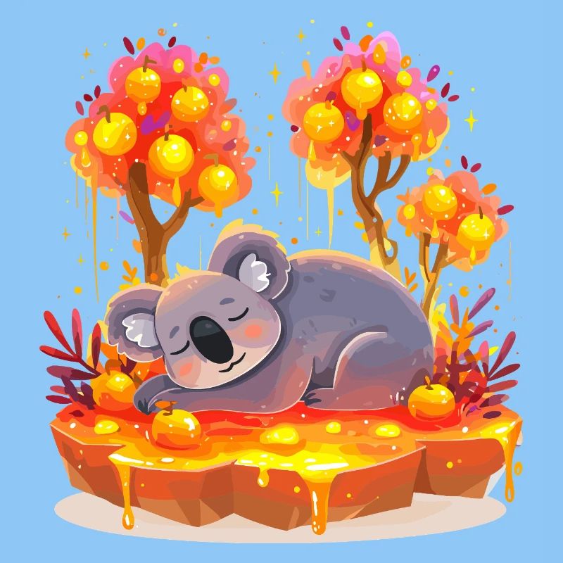 Cuddly koala in the honey forest