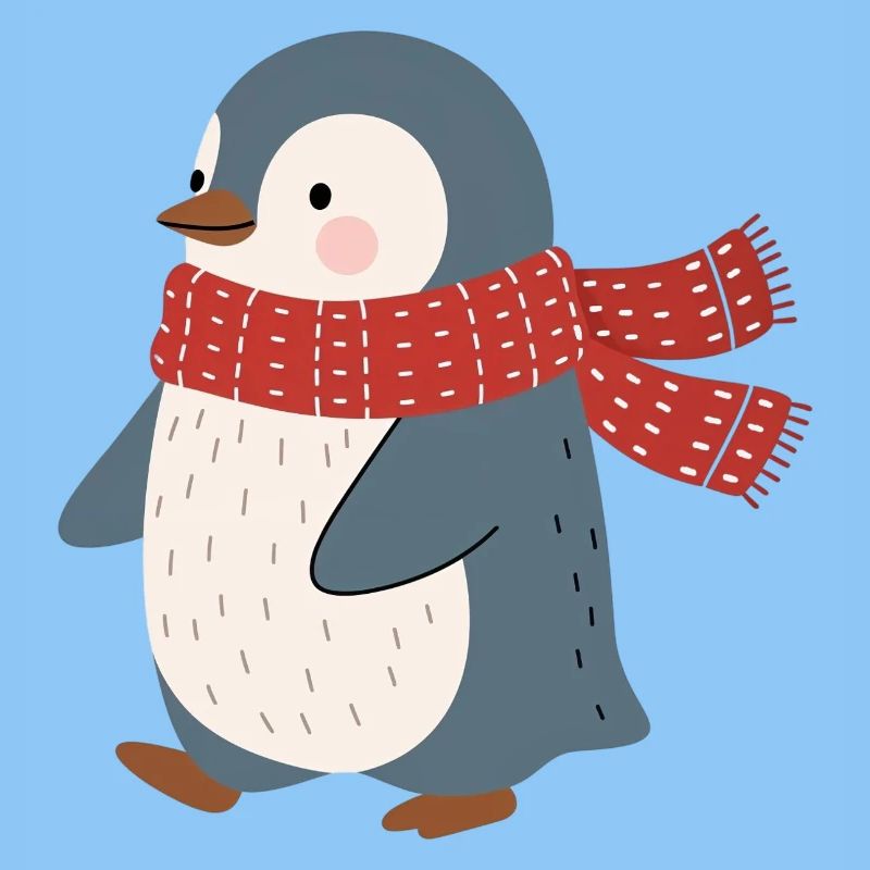 Pinguin mit roter Winterschal