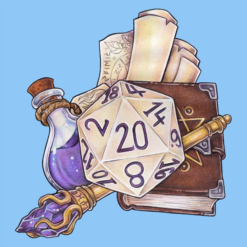 Wizard pour cadeaux de dés D20 sur table de jeu de rôle
