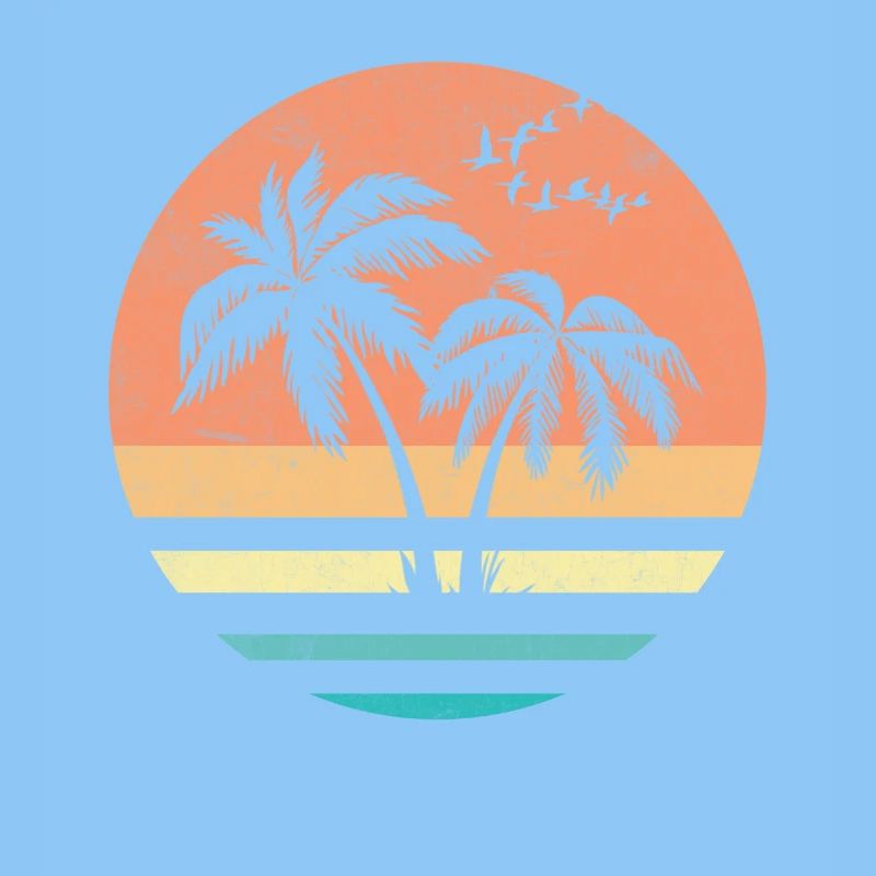 Palm Sunset Retro Circle