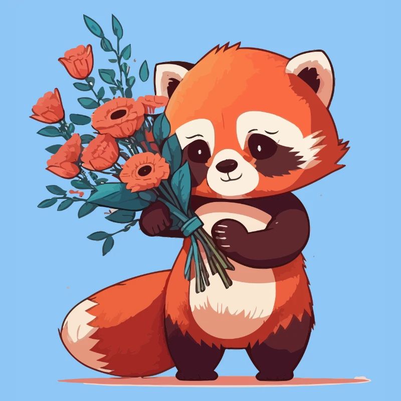 Panda roux à fleurs