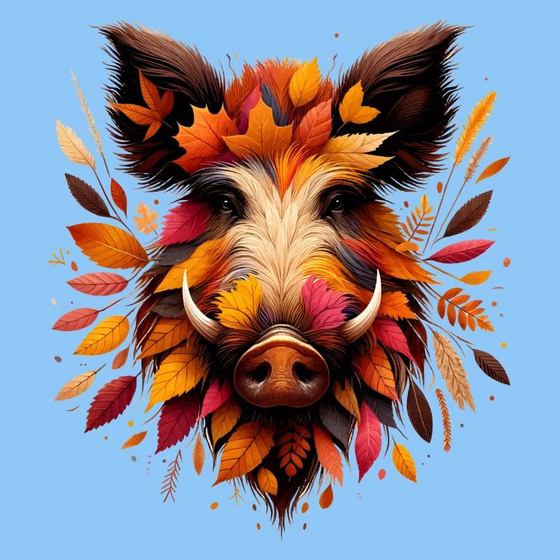 Wild boar, designed from different leaves