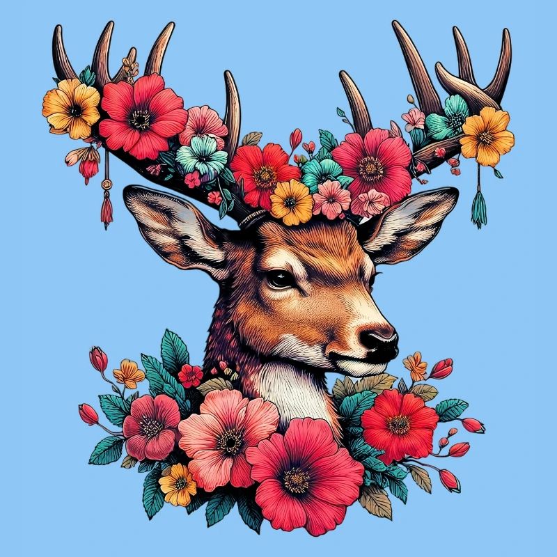 Deer with Flowers