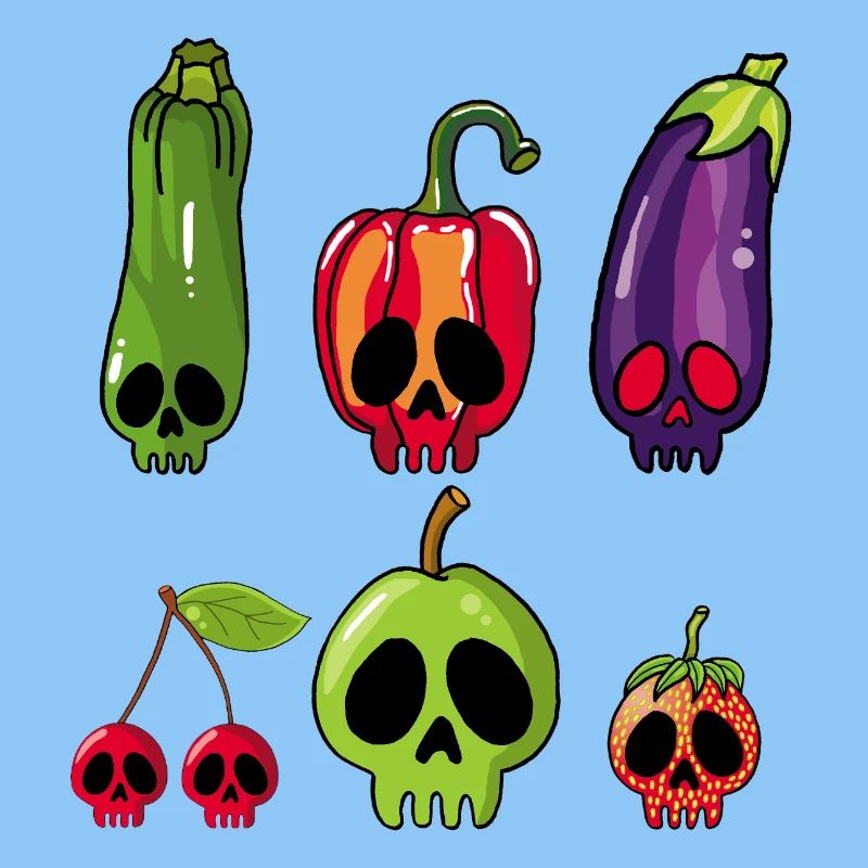 Fruit and vegetable skulls