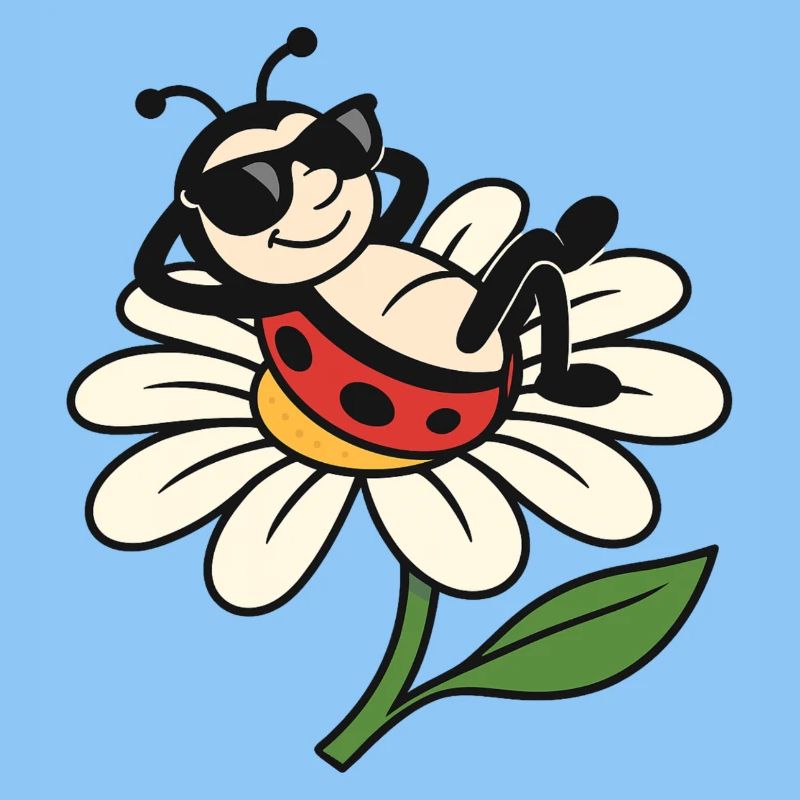 Cooler Marienkäfer auf Daisy