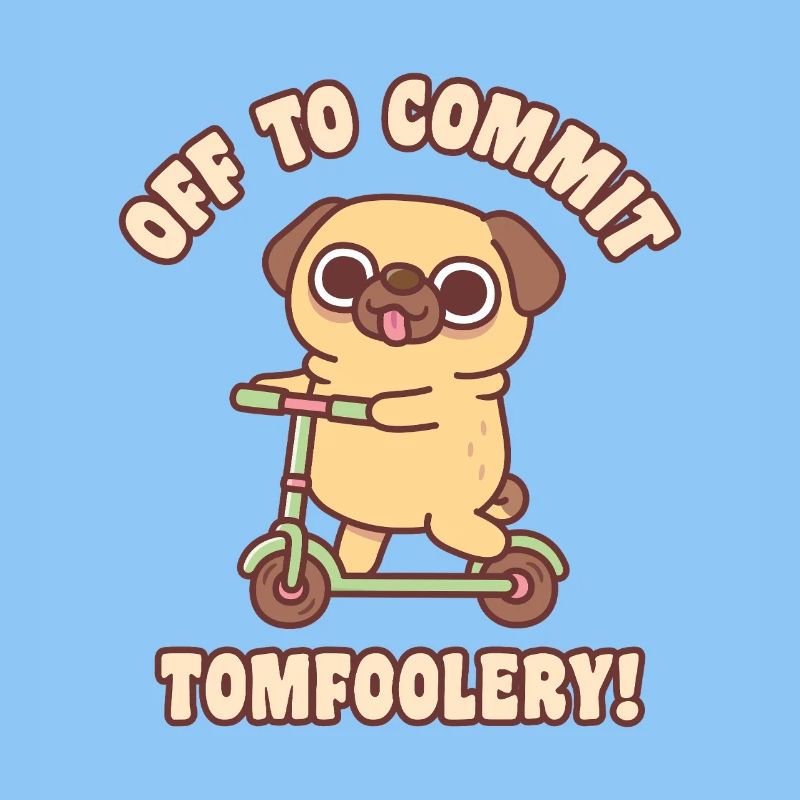 Cute Pug On Kick Scooter Off To Commit Tomfoolery