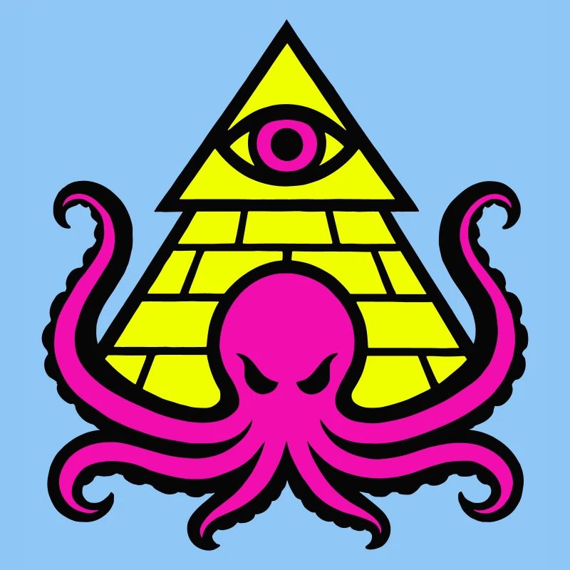 Pyramid with occult octopus and eye
