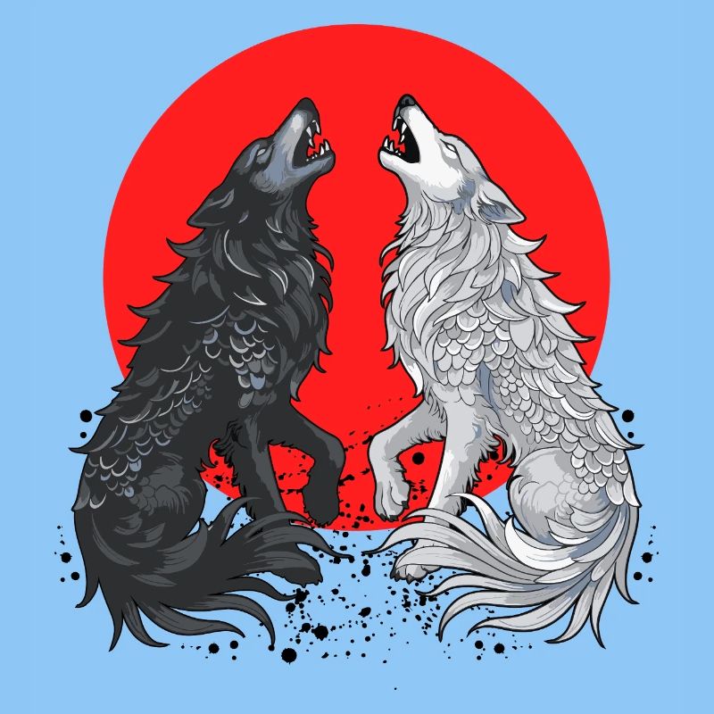 Black and Grey Dragon Wolf