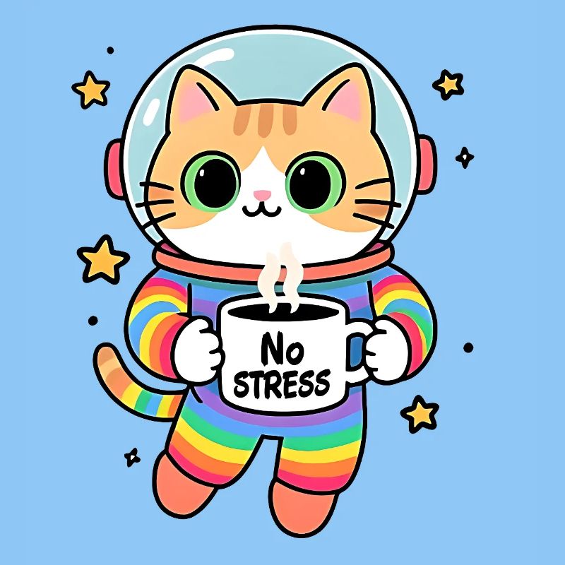 Chat astronaute Arc en ciel sans stress