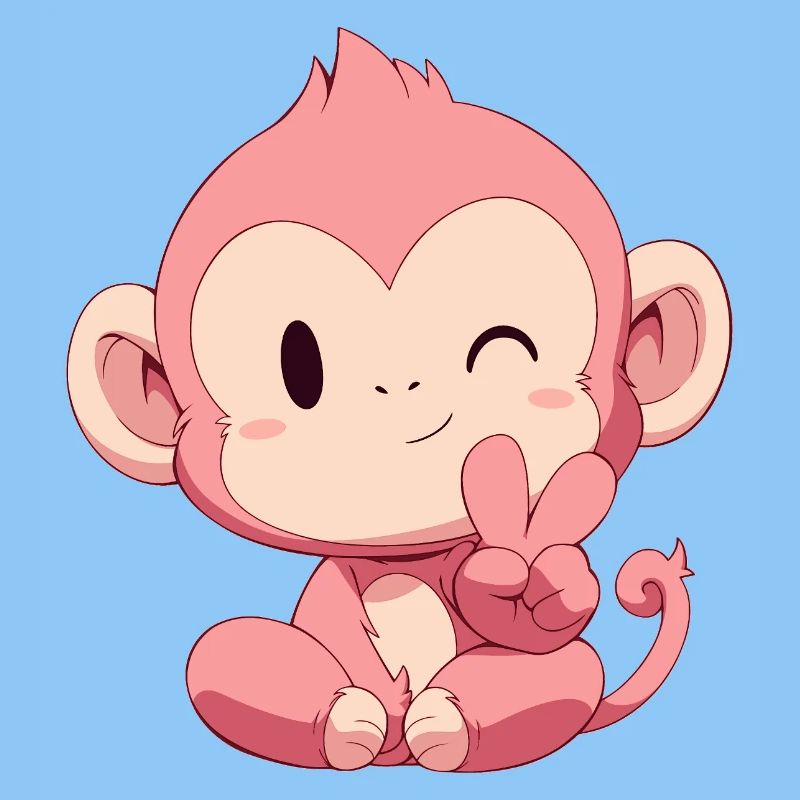 Kleiner Pinker Affe Peace