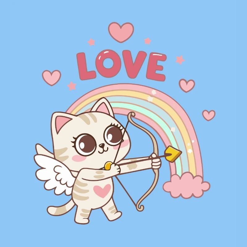 Celestial Cat Rainbow Love