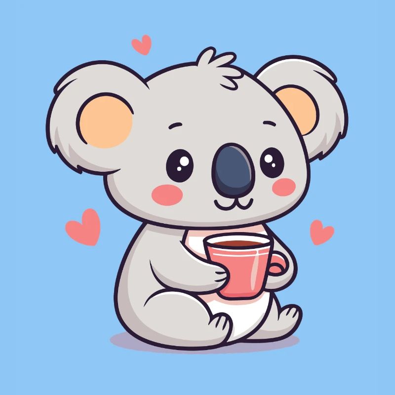 Koala Kaffeeherz Kawaii