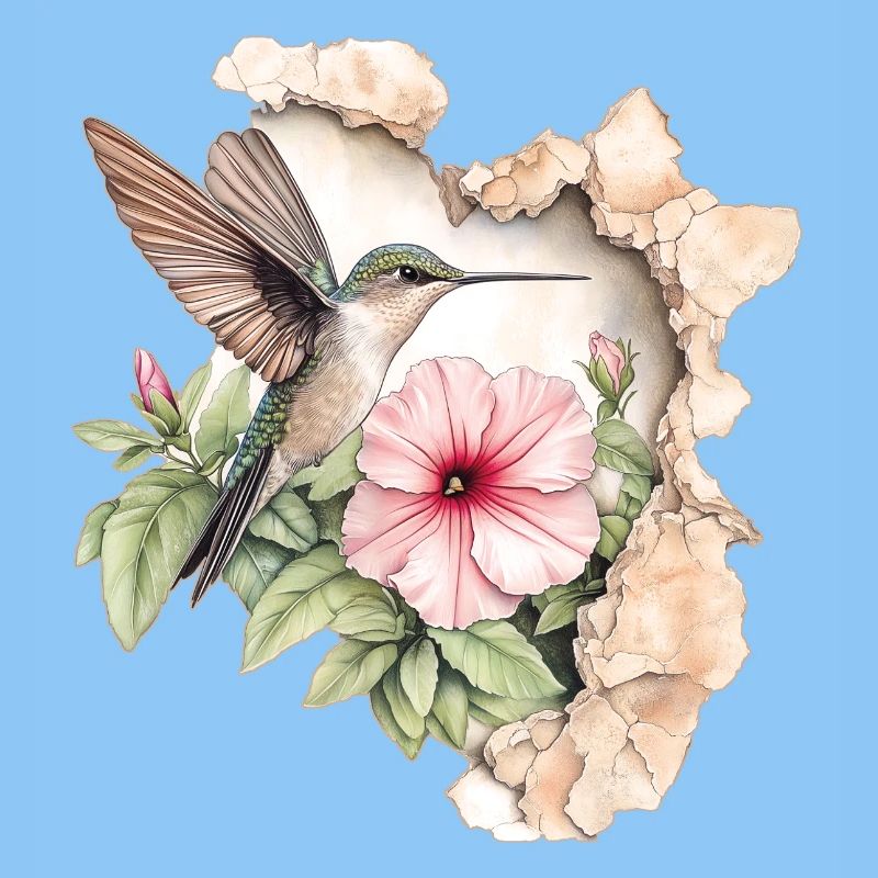 Kolibri mit Blüte