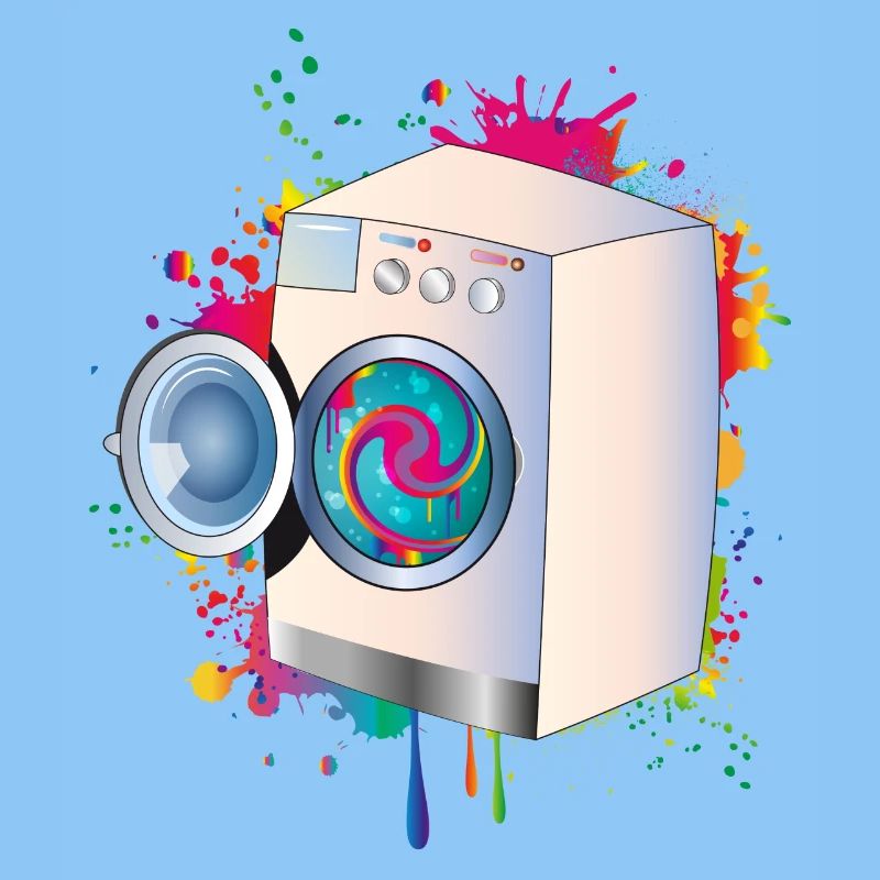 Machine à laver dans le style graffiti avec un linge de couleur