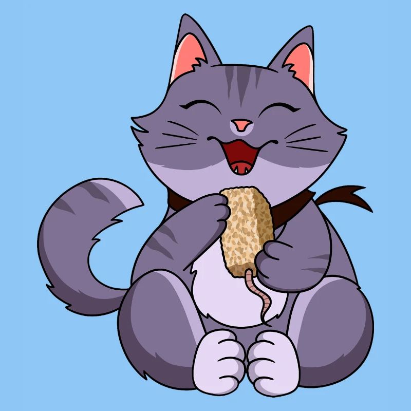 Chat violet gourmande