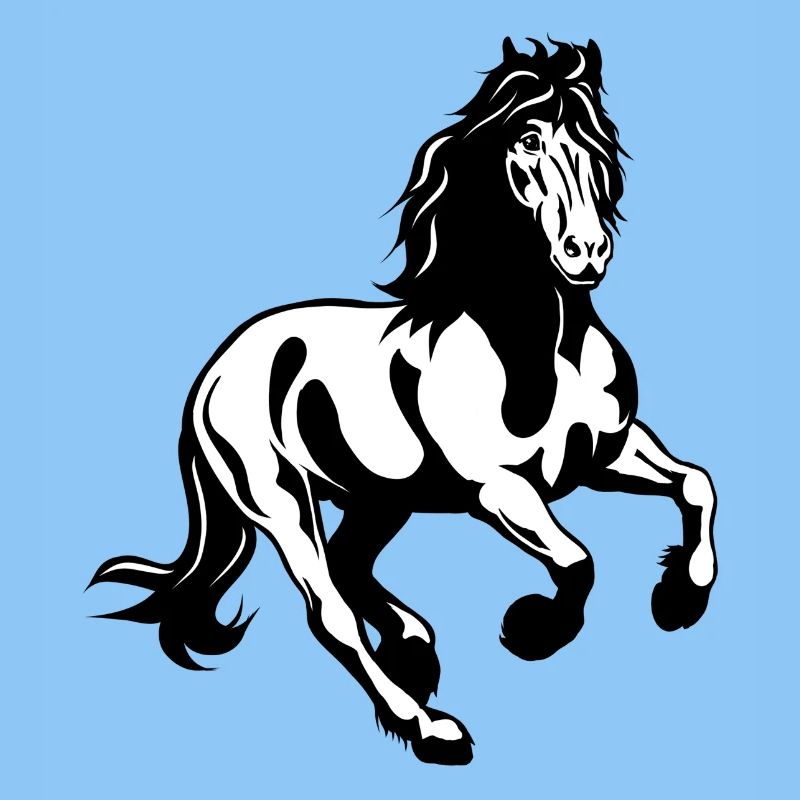 Friesian stallion galloping
