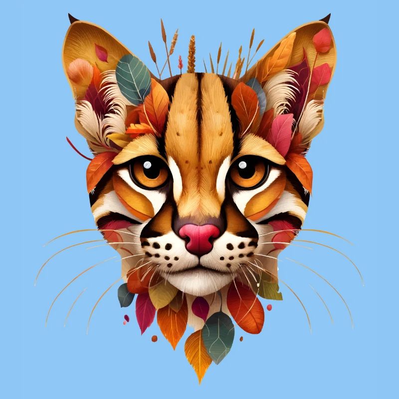 Wildcat Ocelot, conçu à partir de feuilles colorées