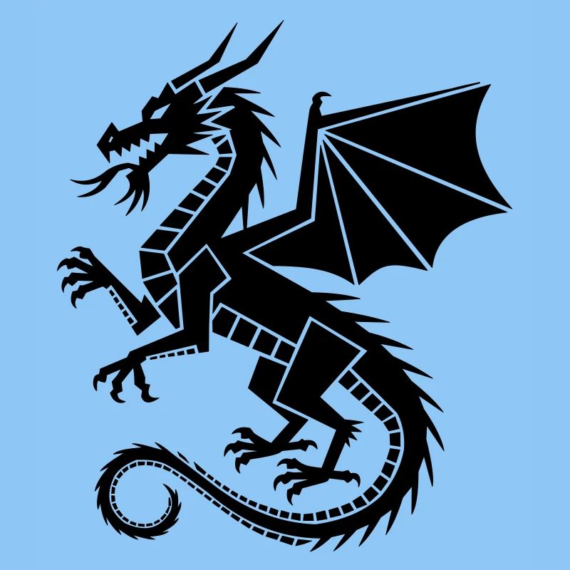 Geometrischer Drache – schwarze Silhouette
