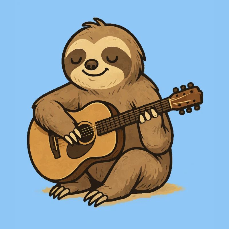 Das entspannte Faultier mit Gitarre