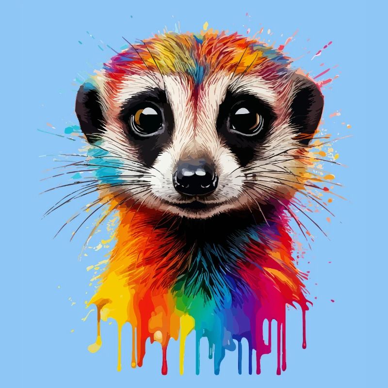 Impression de portrait de suricate coloré