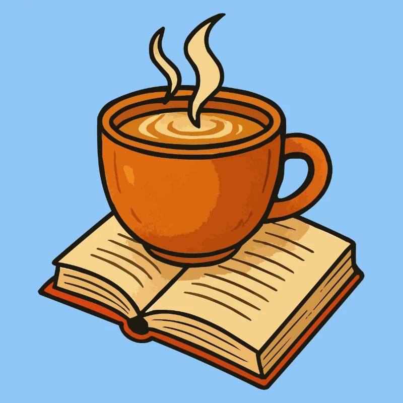 Kaffee über Buch Illustration