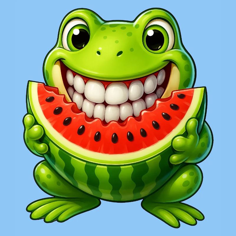 Crapaud grenouille joyeux avec pastèque été